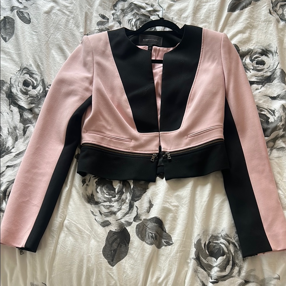 BCBGMaxAzria Two-Tone Pink and Black Suit Jacket